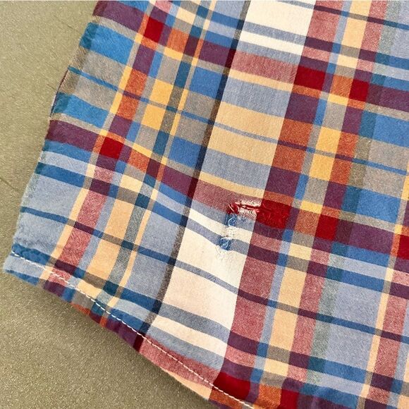 Duluth Trading Untucked Short Sleeve Blue and Red Check Relaxed Fit Shirt XL - Picture 9 of 9